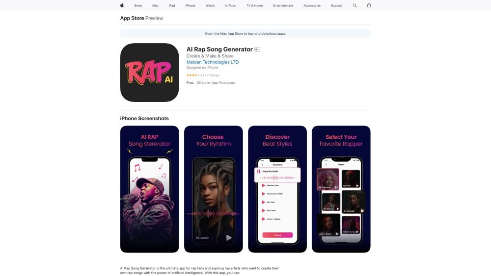 AI Rap Song Generator Website screenshot