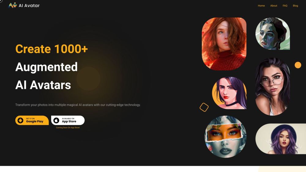 AI Avatar - Transform Photos into Unique, Mesmerizing AI Art Pieces Website screenshot