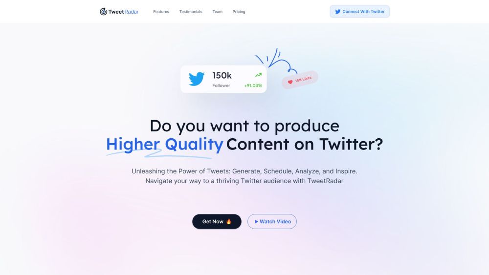 TweetRadar Website screenshot