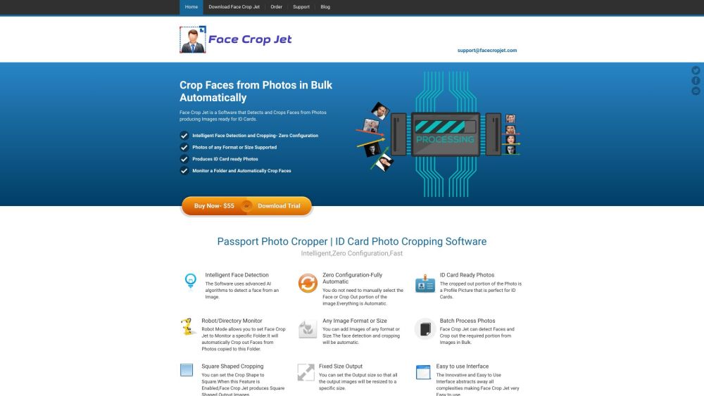 Face Crop Jet Website screenshot