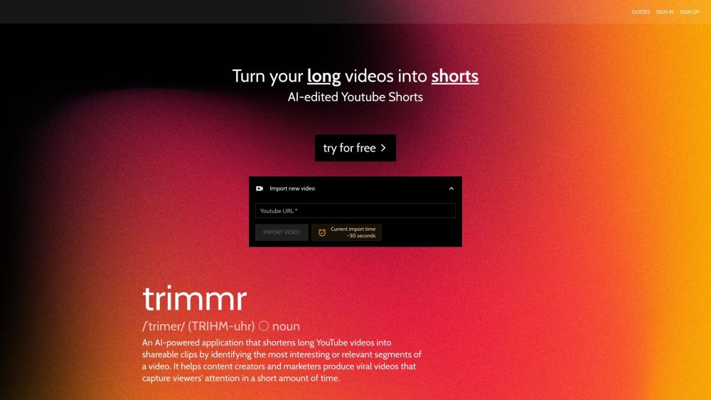 Trimmr Website screenshot