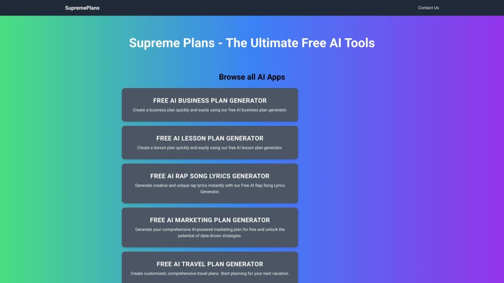 SupremePlans Website screenshot