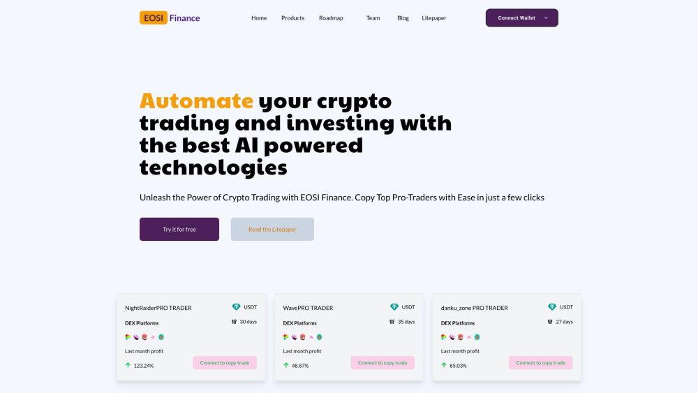 Eosi Finance Website screenshot