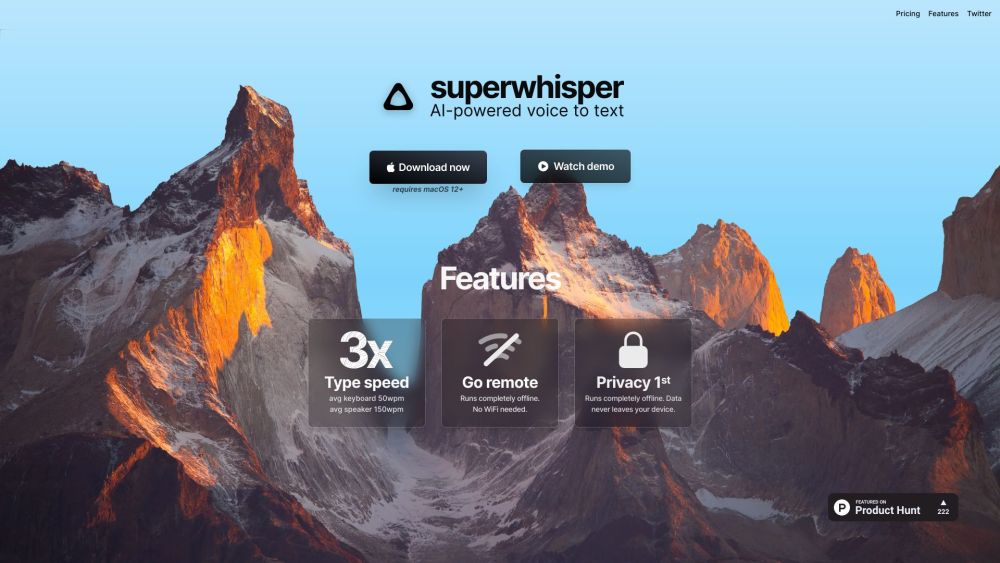 SuperWhisper Website screenshot