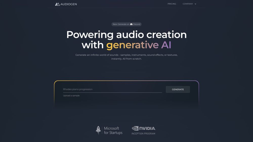 Audiogen Website screenshot