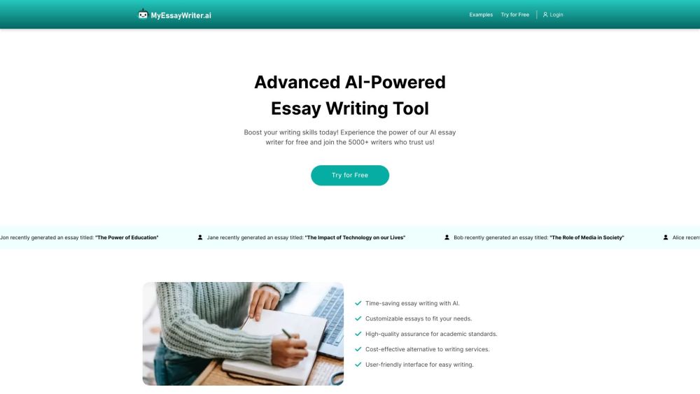 MyEssayWriter.ai Website screenshot