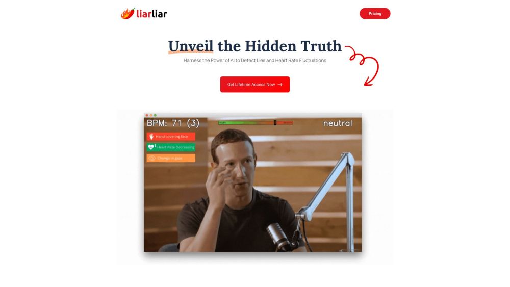 LiarLiar.ai - AI Lie Detector & Heart Rate Monitor Website screenshot