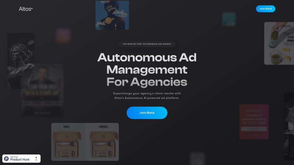 Altos - Autonomous Ad Management For Agencies Website screenshot