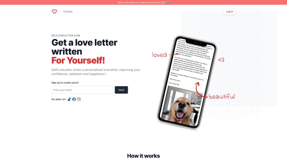 SelfLoveLetter Website screenshot