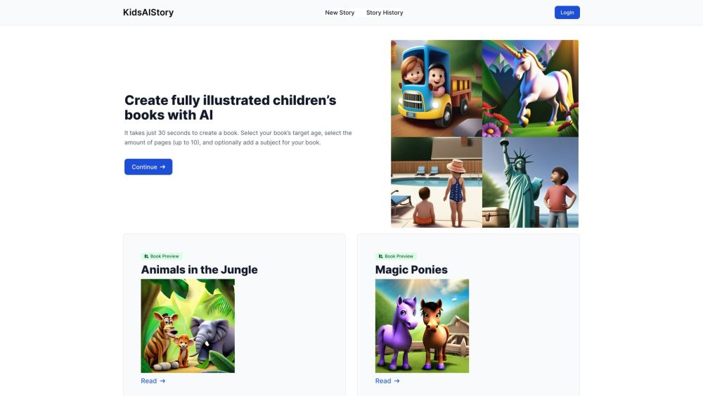 KidsAIStory Website screenshot