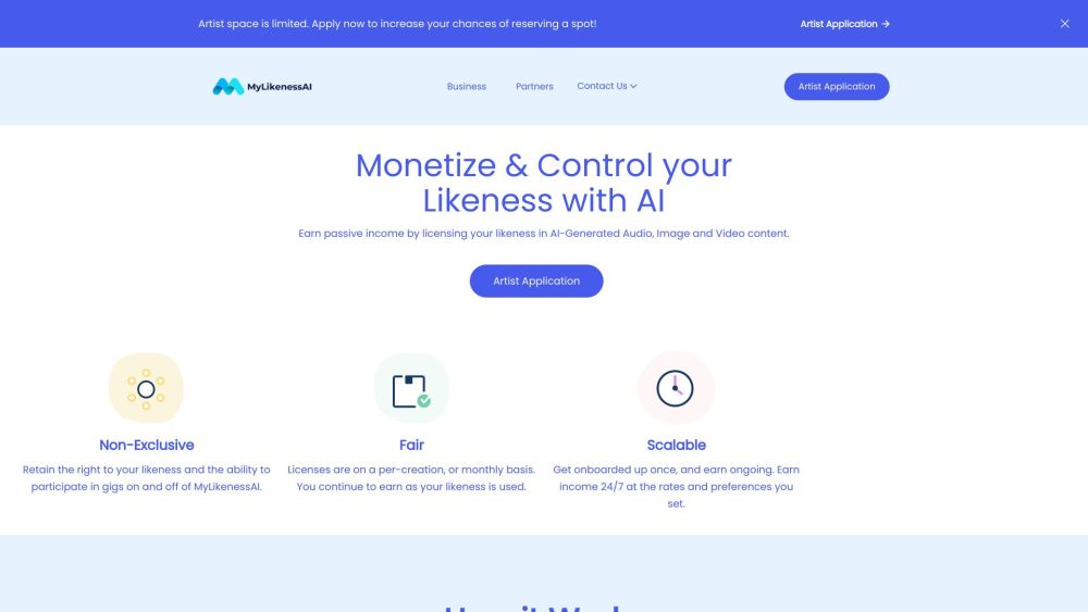 MyLikenessAI Website screenshot