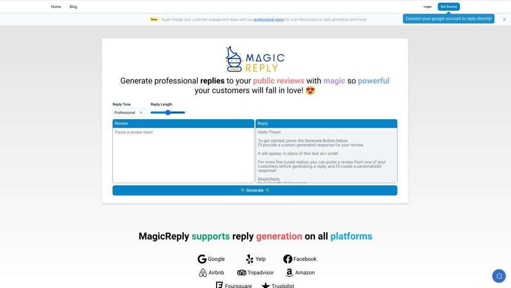 MagicReply AI Website screenshot