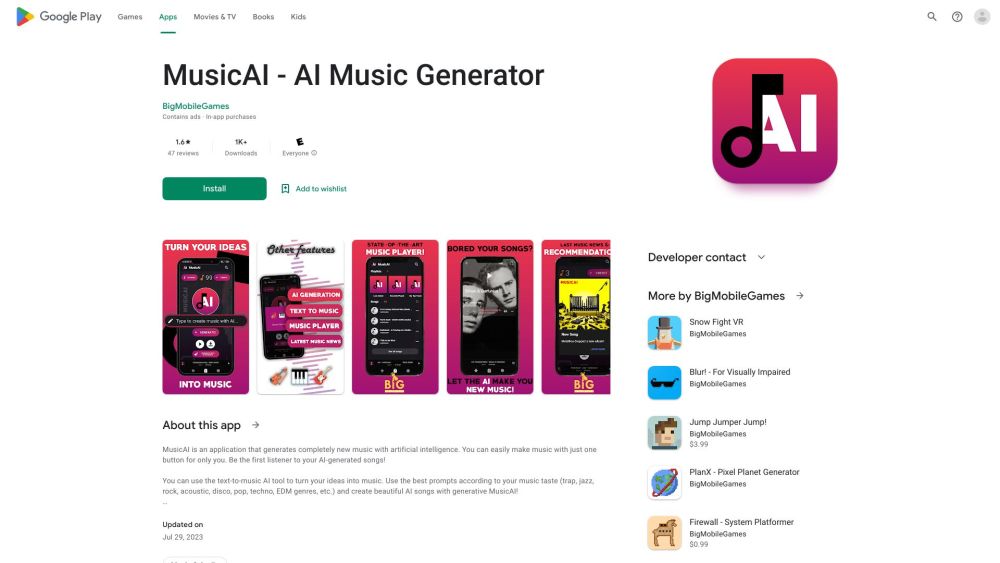 MusicAI Website screenshot