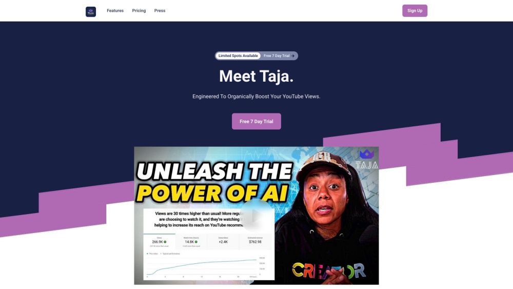 Taja AI Website screenshot