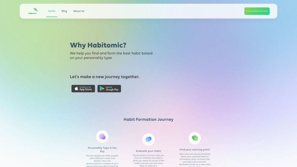 Habitomic Website screenshot