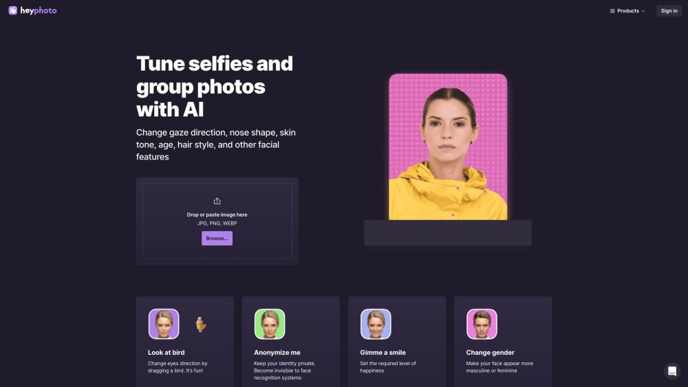 HeyPhoto AI Photo Editor Online Website screenshot