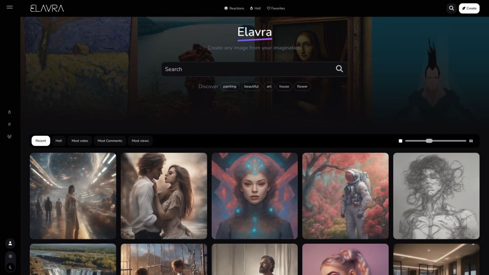 Elavra - AI Image Gallery Website screenshot