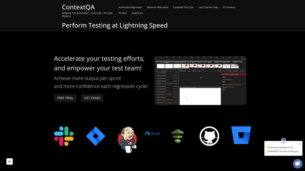 ContextQA Website screenshot