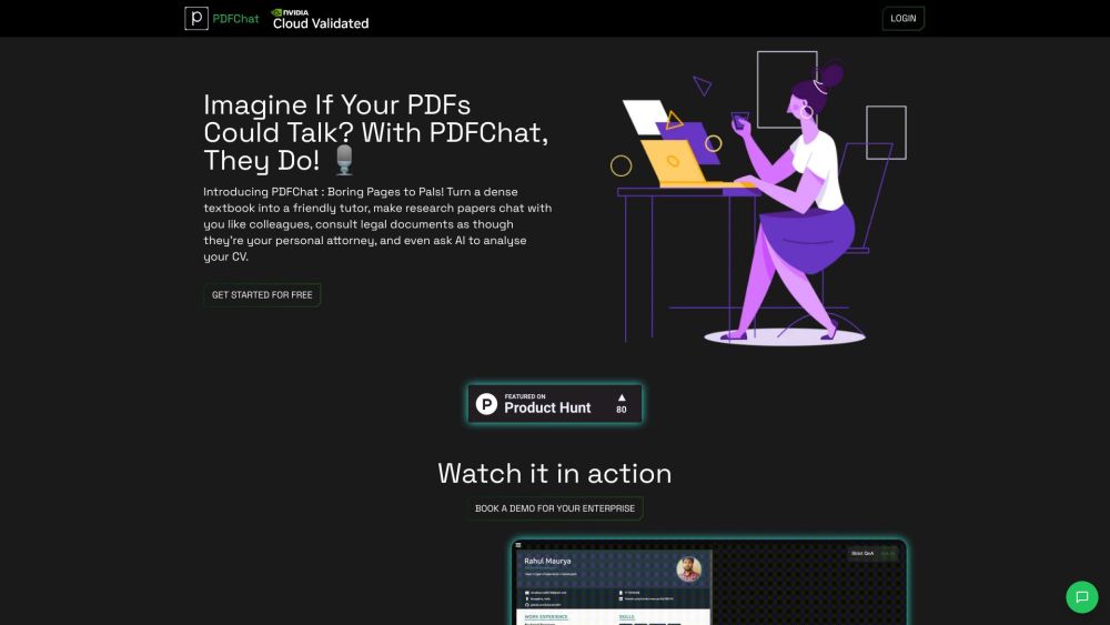 PDFChat Website screenshot