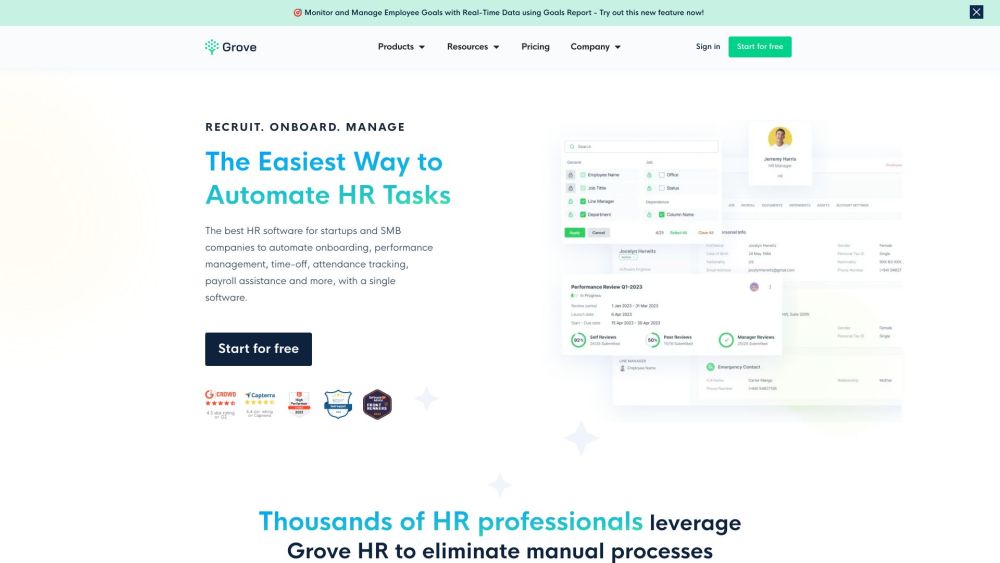 Grove HR Website screenshot