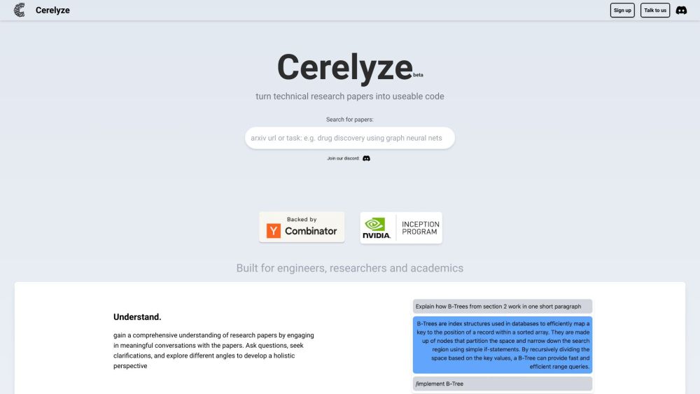 Cerelyze Website screenshot