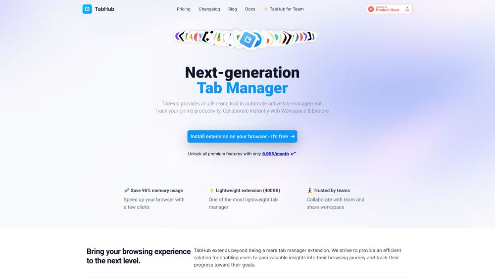 TabHub Website screenshot