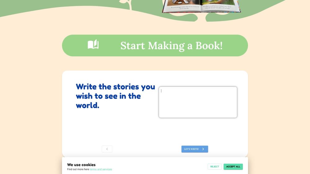 Your Own Story Book Website screenshot