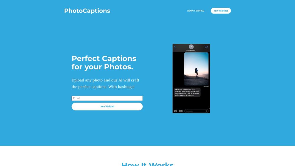 PhotoCaptions Website screenshot