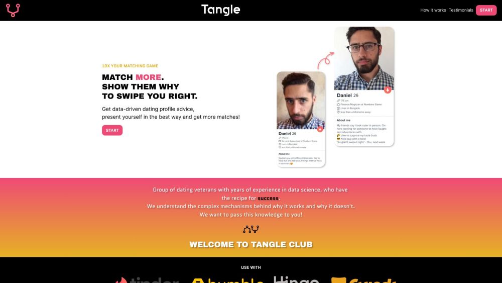 Tangle Club - Match More Website screenshot