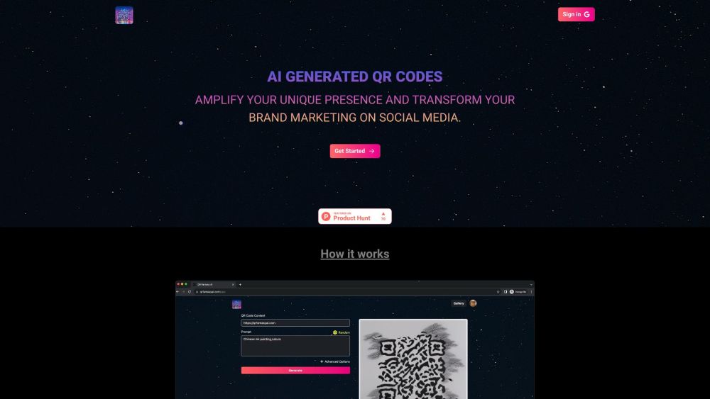 QR Fantasy AI Website screenshot