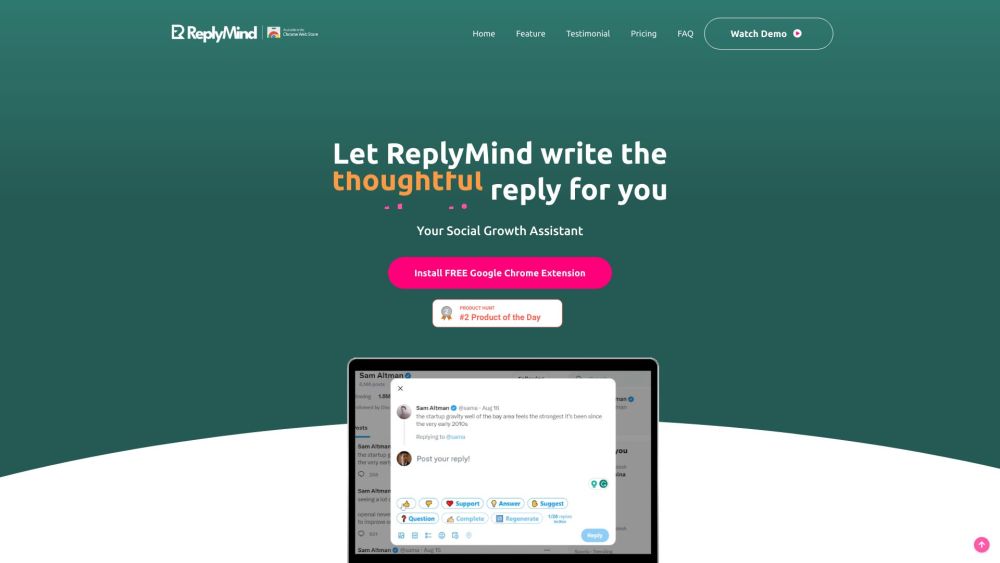 ReplyMind Website screenshot