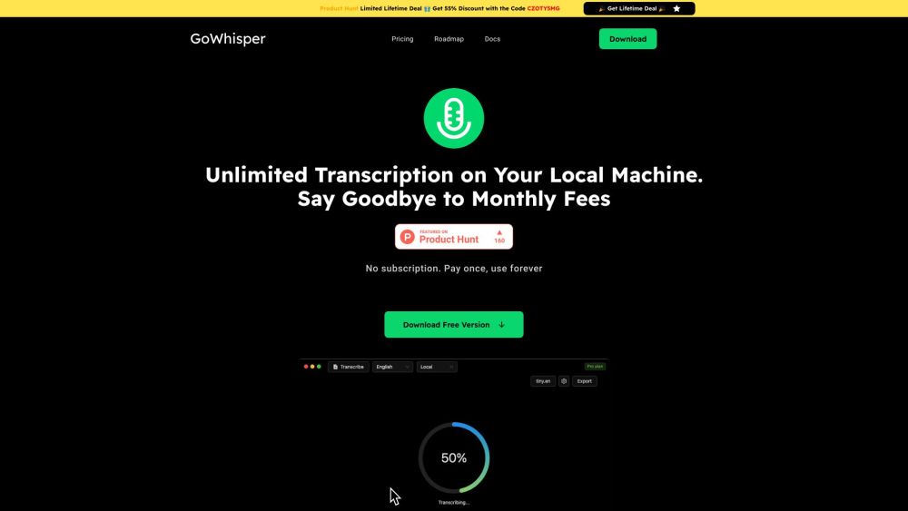 GoWhisper Website screenshot