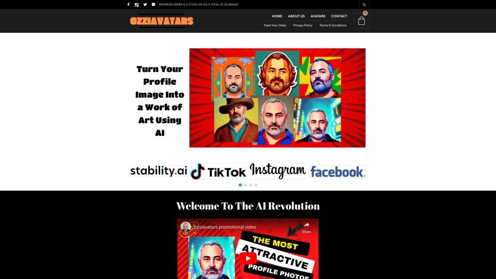 Ozziavatars Website screenshot