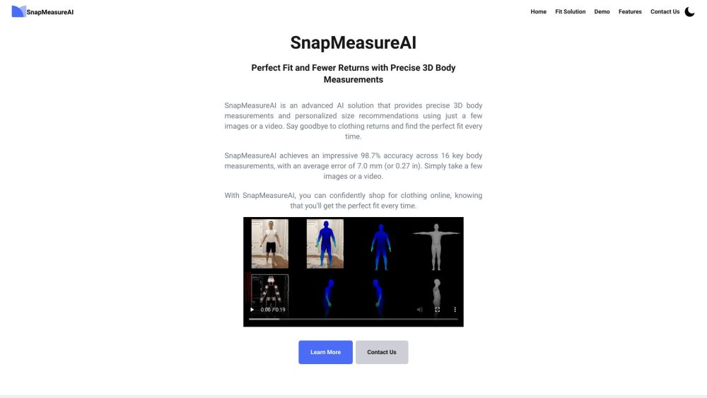 SnapMeasureAI Website screenshot