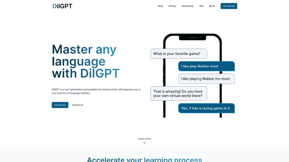 DilGPT Website screenshot