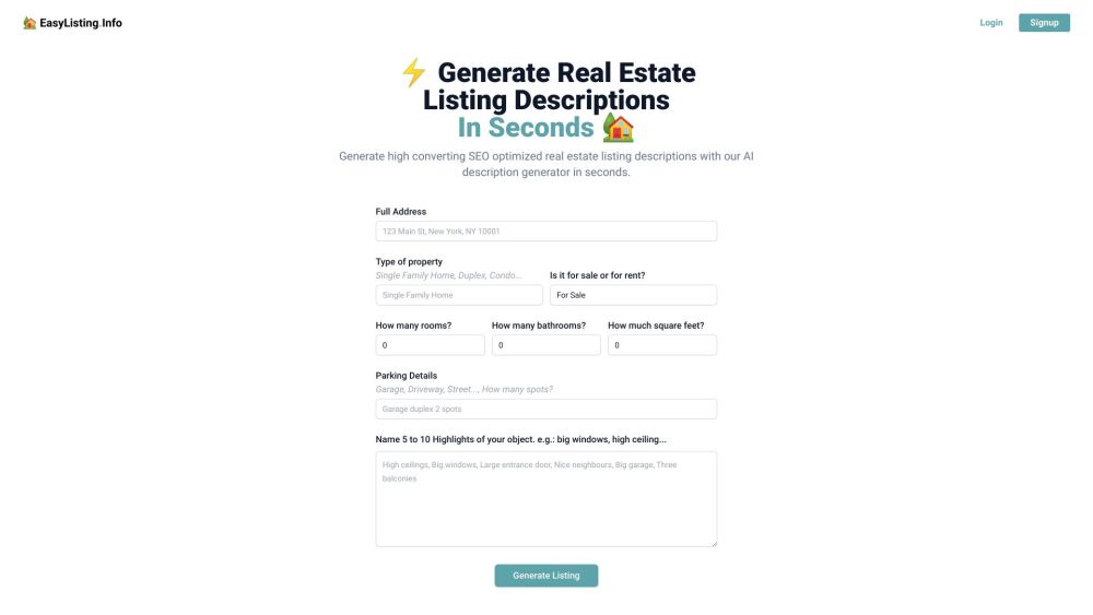 EasyListing.Info Website screenshot