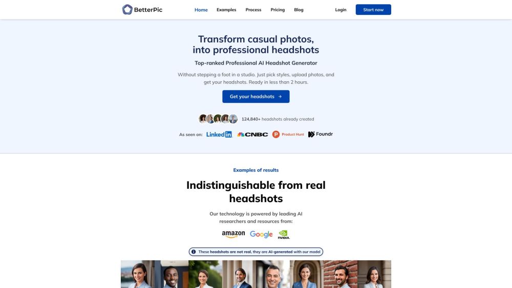 BetterPic - Business Corporate Headshots with AI Website screenshot