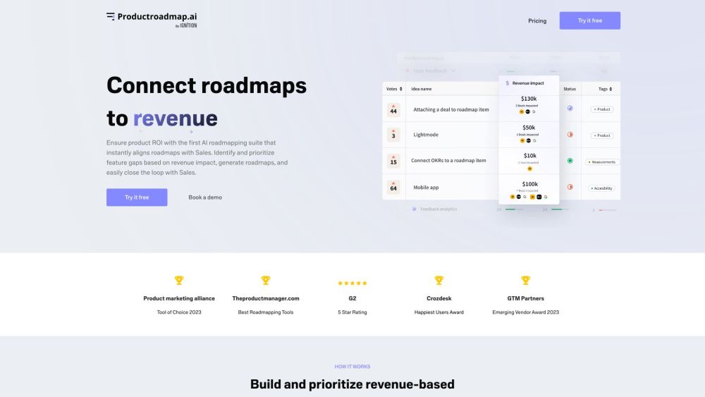 Revenue-Driven Roadmaps Website screenshot