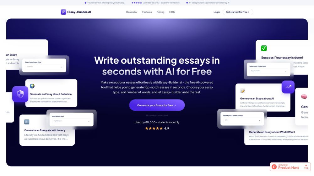 Essay-Builder.ai Website screenshot