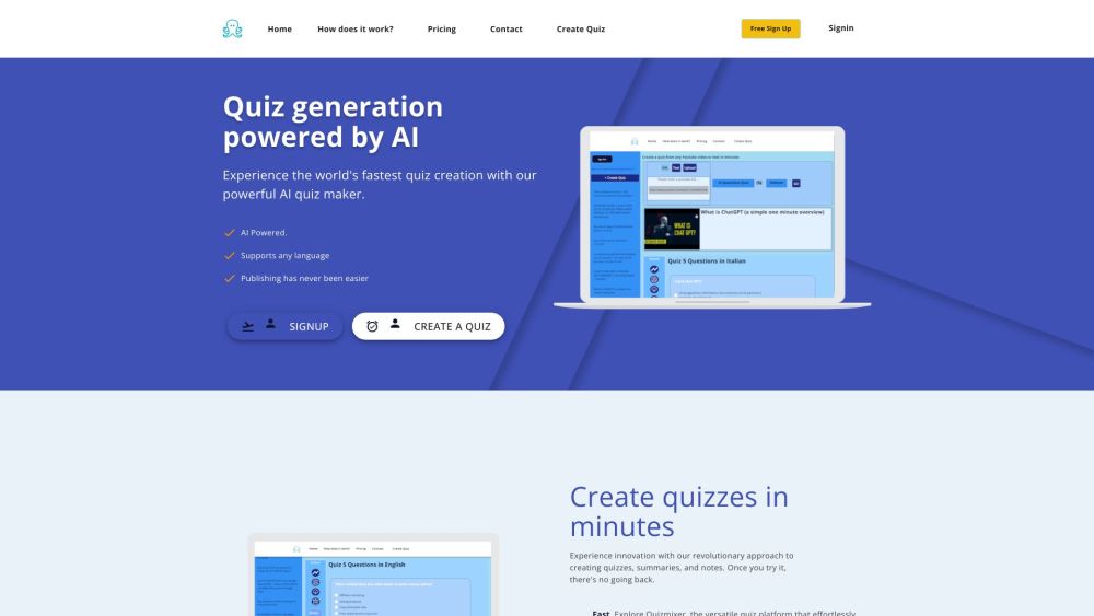 QuizMixer Website screenshot