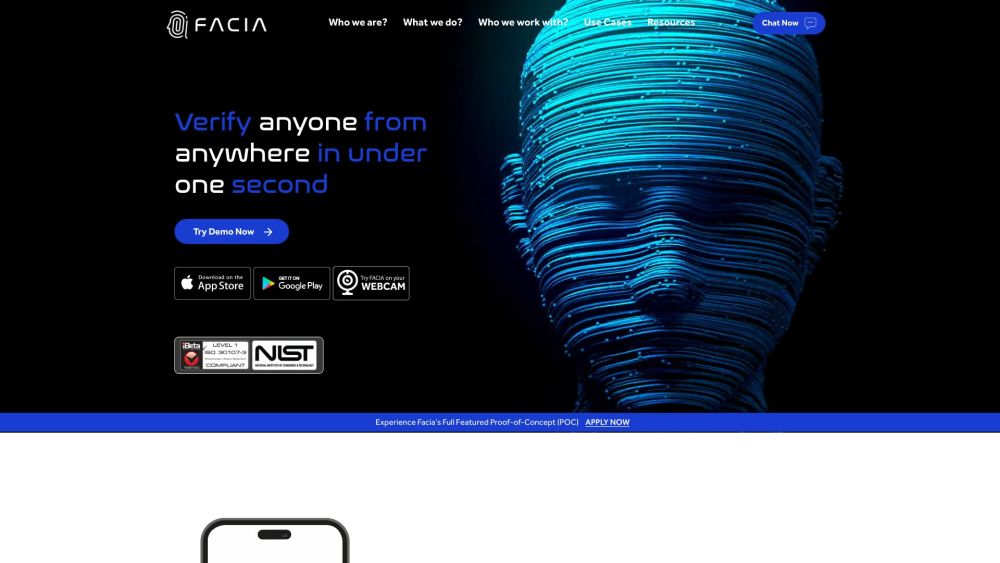 Facia Website screenshot