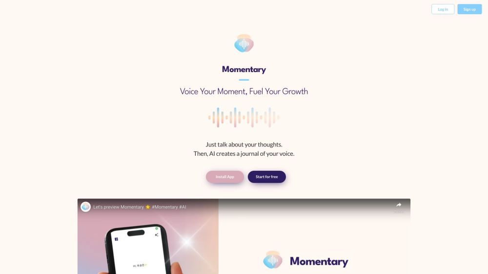 Momentary Website screenshot