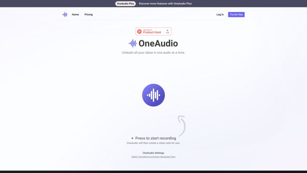 OneAudio Website screenshot