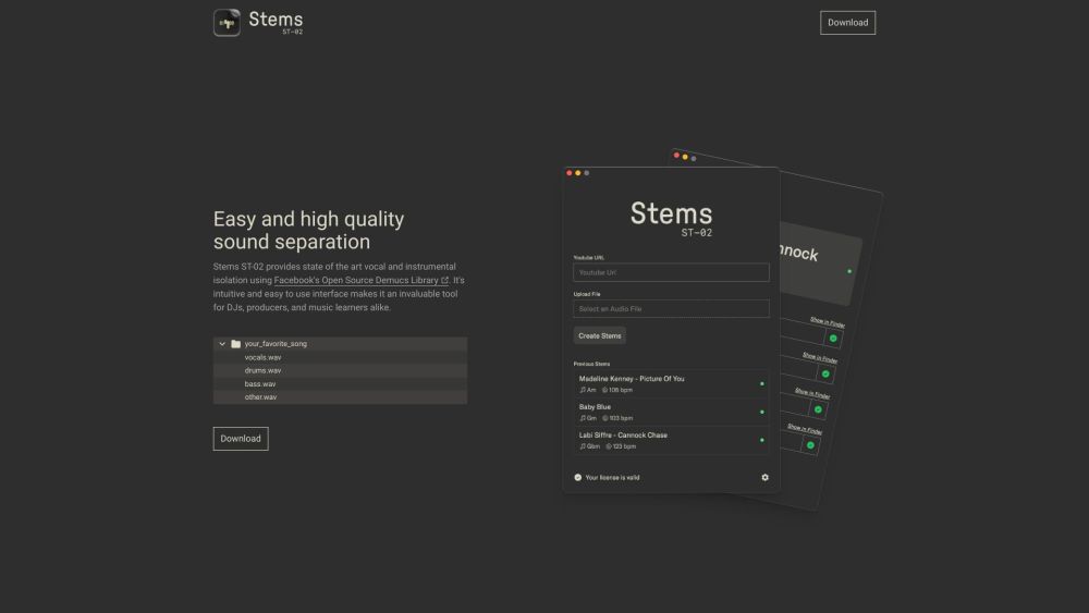 Stems Website screenshot