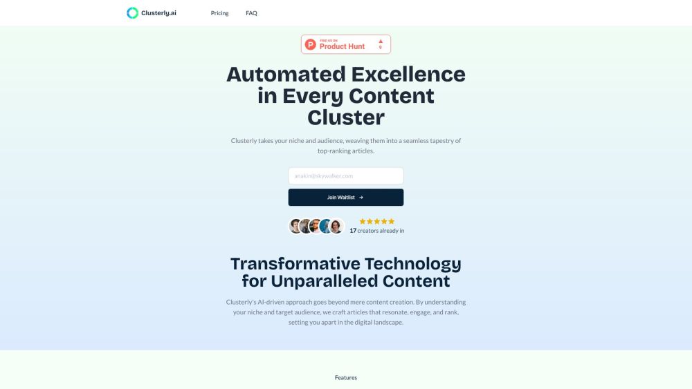 Clusterly.ai Website screenshot