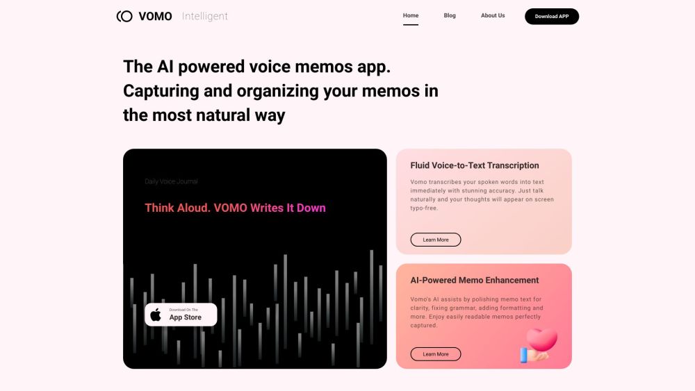 VOMO Website screenshot