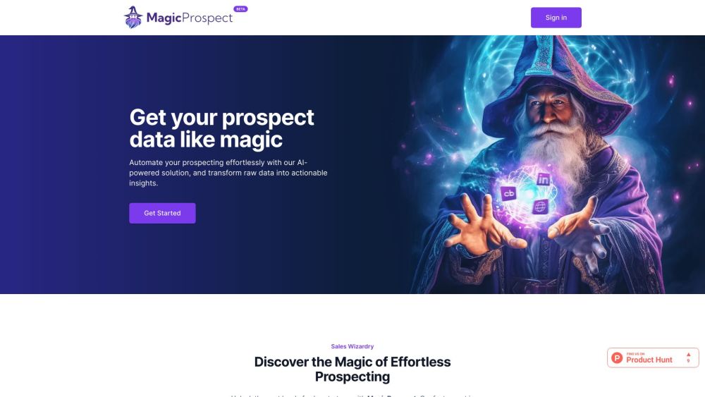 MagicProspect Website screenshot