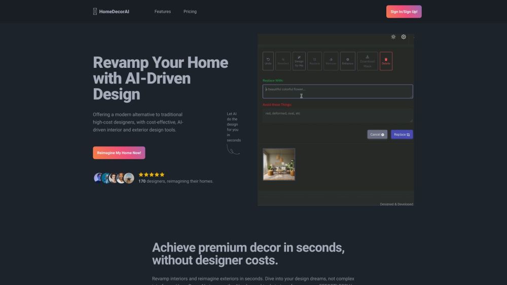 TheHomeDecorAI Website screenshot