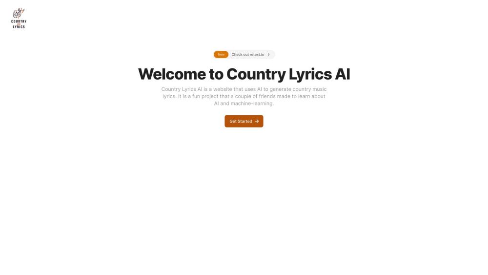 Country Lyrics AI Website screenshot