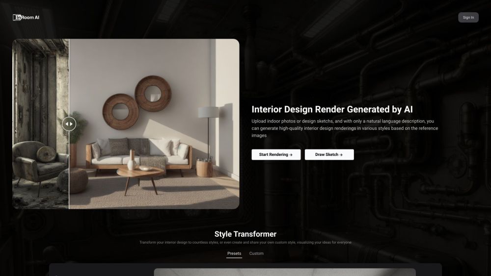 Interior Render AI Website screenshot